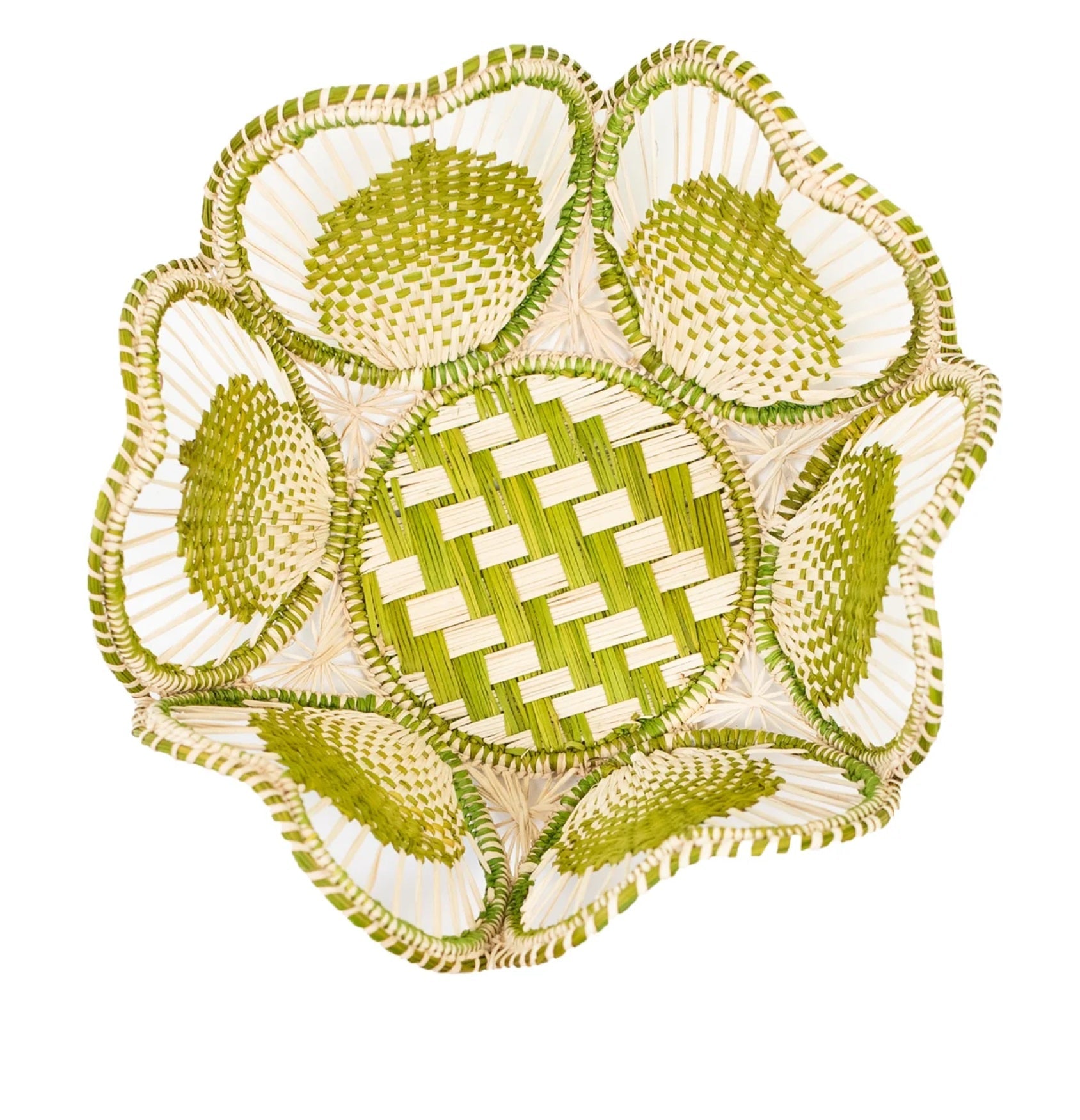 Floral Handwoven Iraca Bread Basket-10"