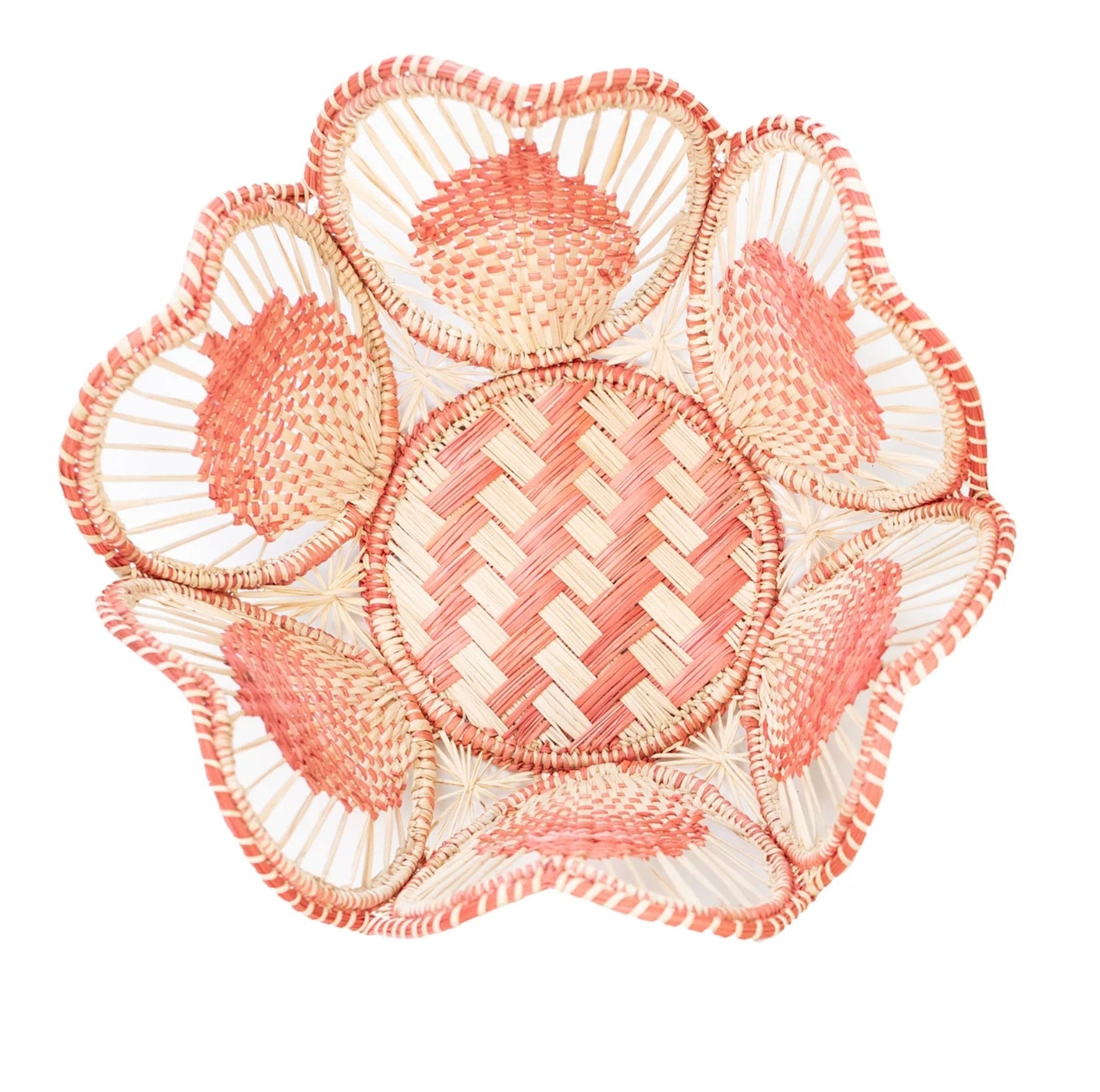 Floral Handwoven Iraca Bread Basket-10"