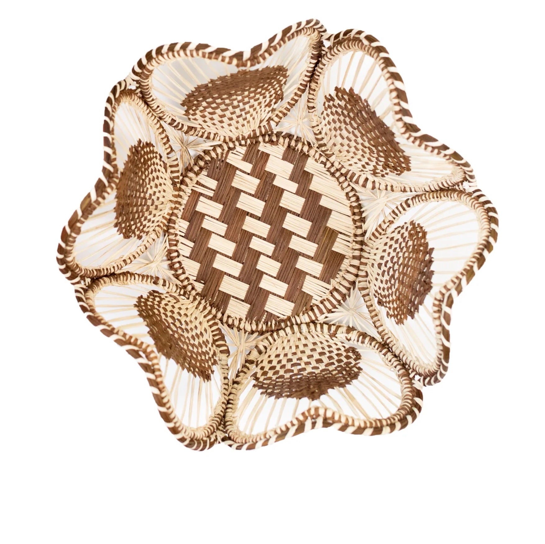 Floral Handwoven Iraca Bread Basket-10"