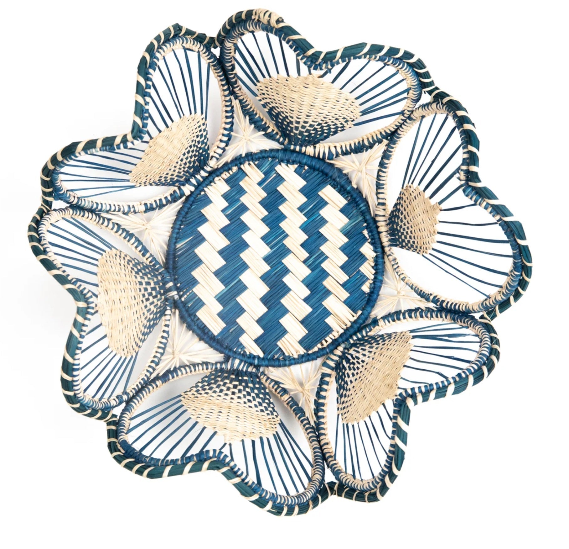 Floral Handwoven Iraca Bread Basket-10"