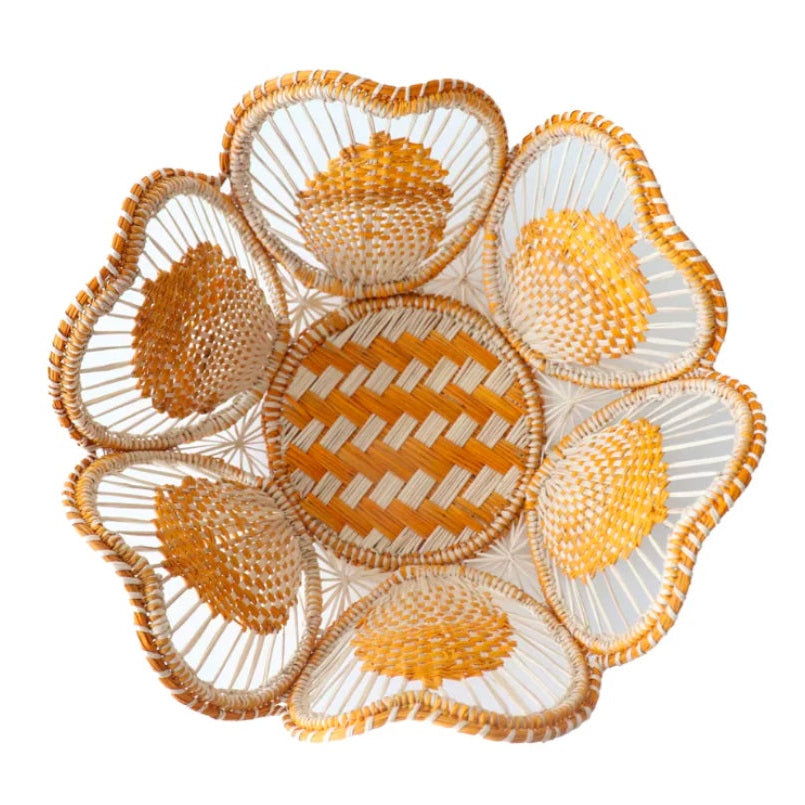 Floral Handwoven Iraca Bread Basket-10"