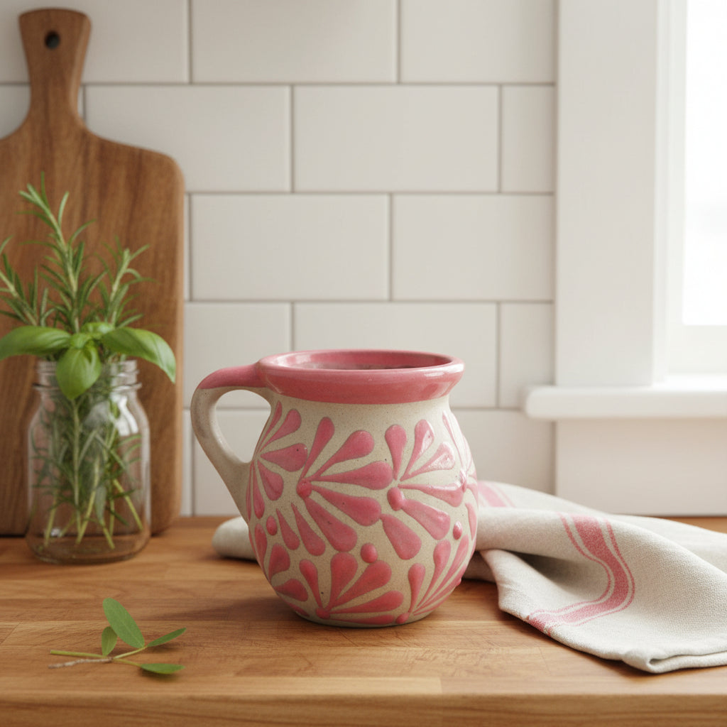 Pink Talavera Mug | Authentic Handmade Mexican Clay Pottery Mug