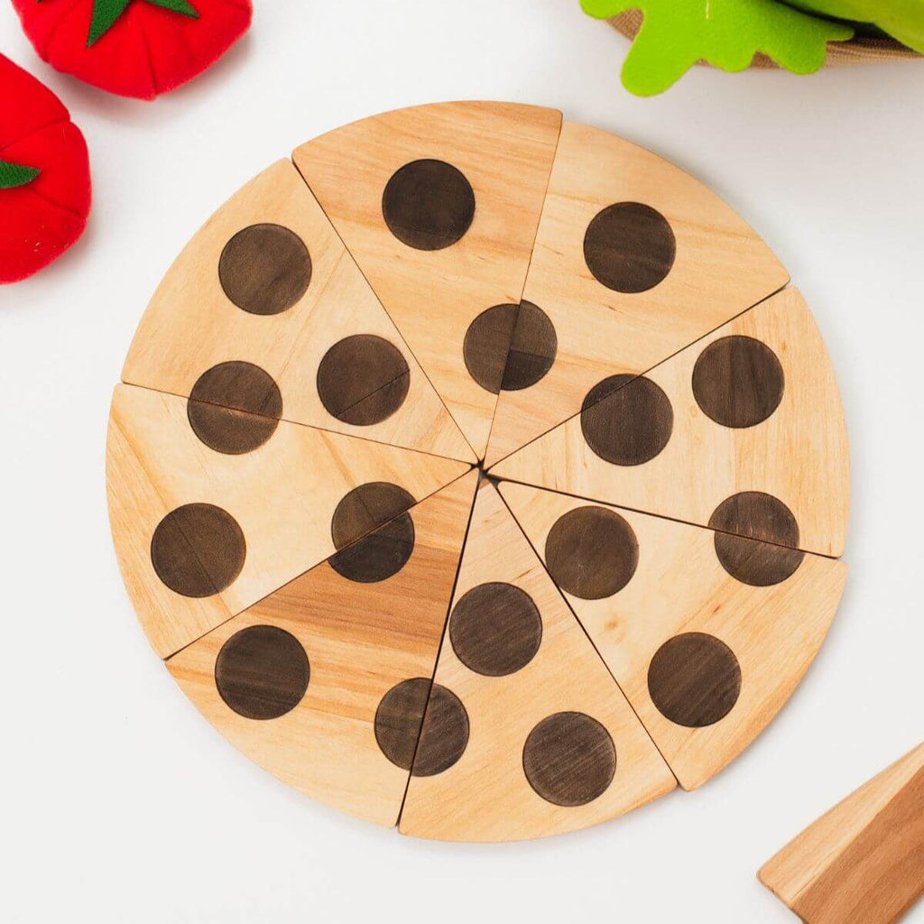 Wooden Pizza Play Set - Montessori Kitchen Toy for Kids