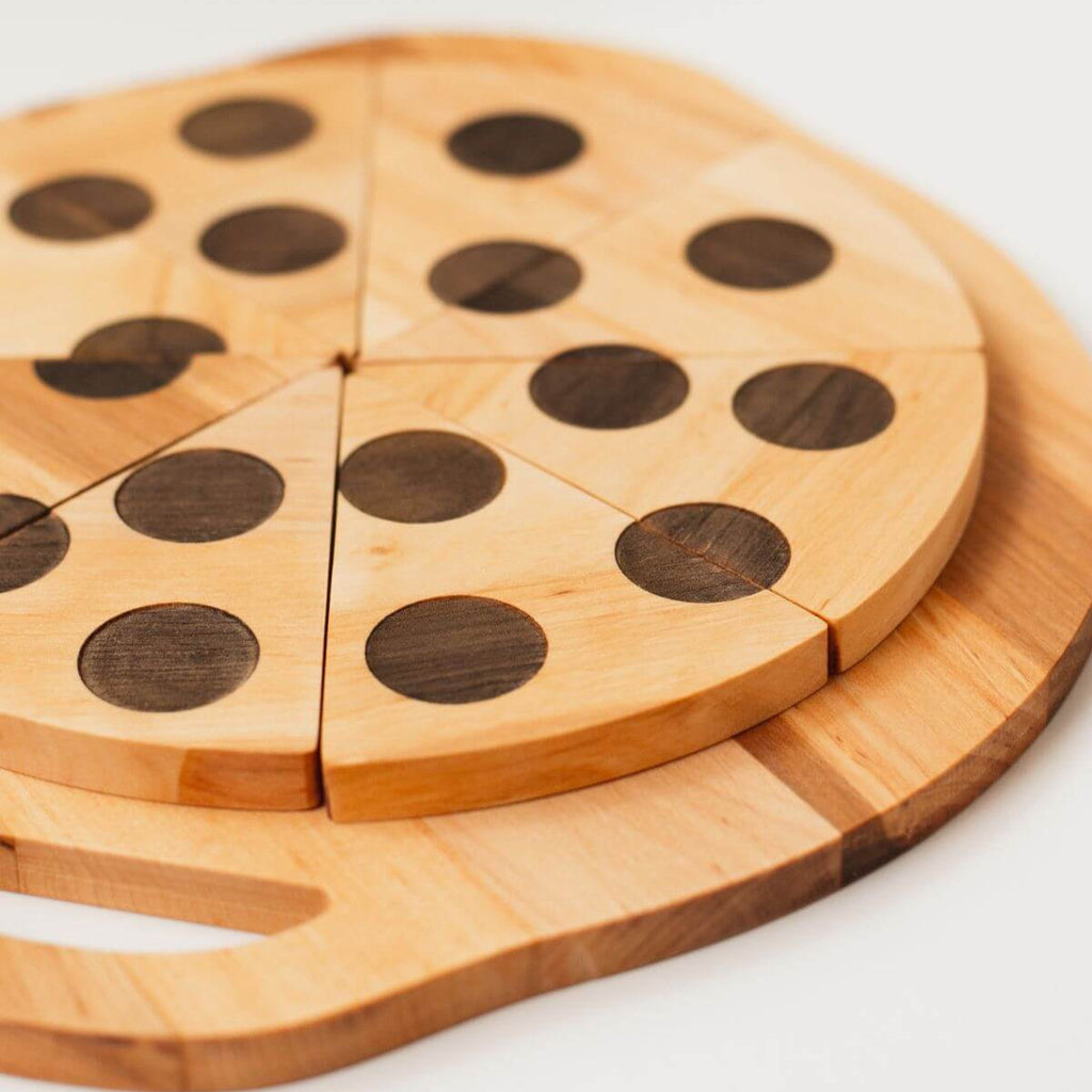 Wooden Pizza Play Set - Montessori Kitchen Toy for Kids
