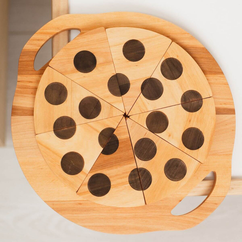 Wooden Pizza Play Set - Montessori Kitchen Toy for Kids