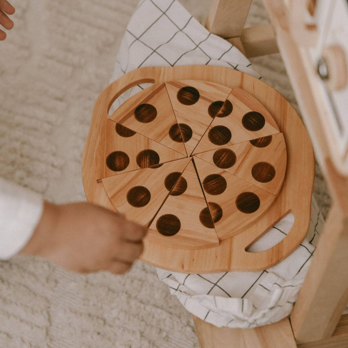 Wooden Pizza Play Set - Montessori Kitchen Toy for Kids
