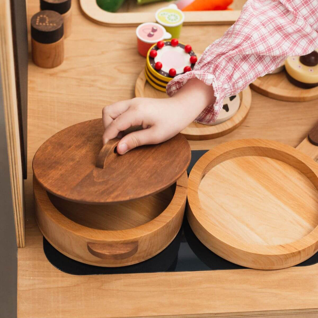Wooden Play Kitchen Dish Set - Montessori Pretend Play for Kids