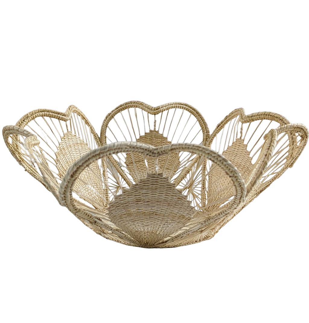 Floral Handwoven Iraca Bread Basket-10"