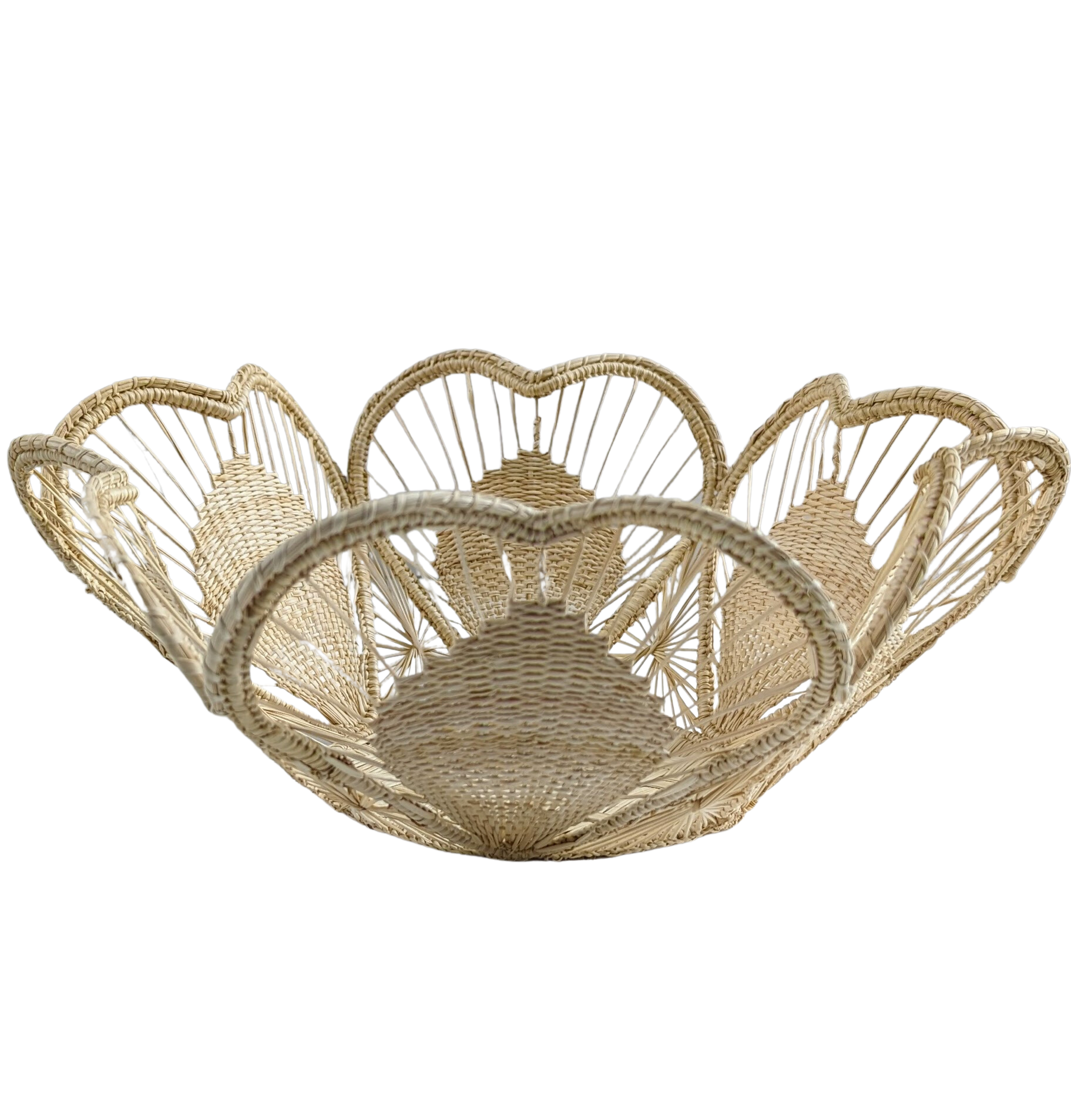 Floral Handwoven Iraca Bread Basket-10"