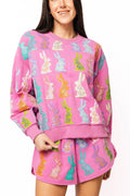 Queen of Sparkles Purple Easter Bunny Sweatshirt