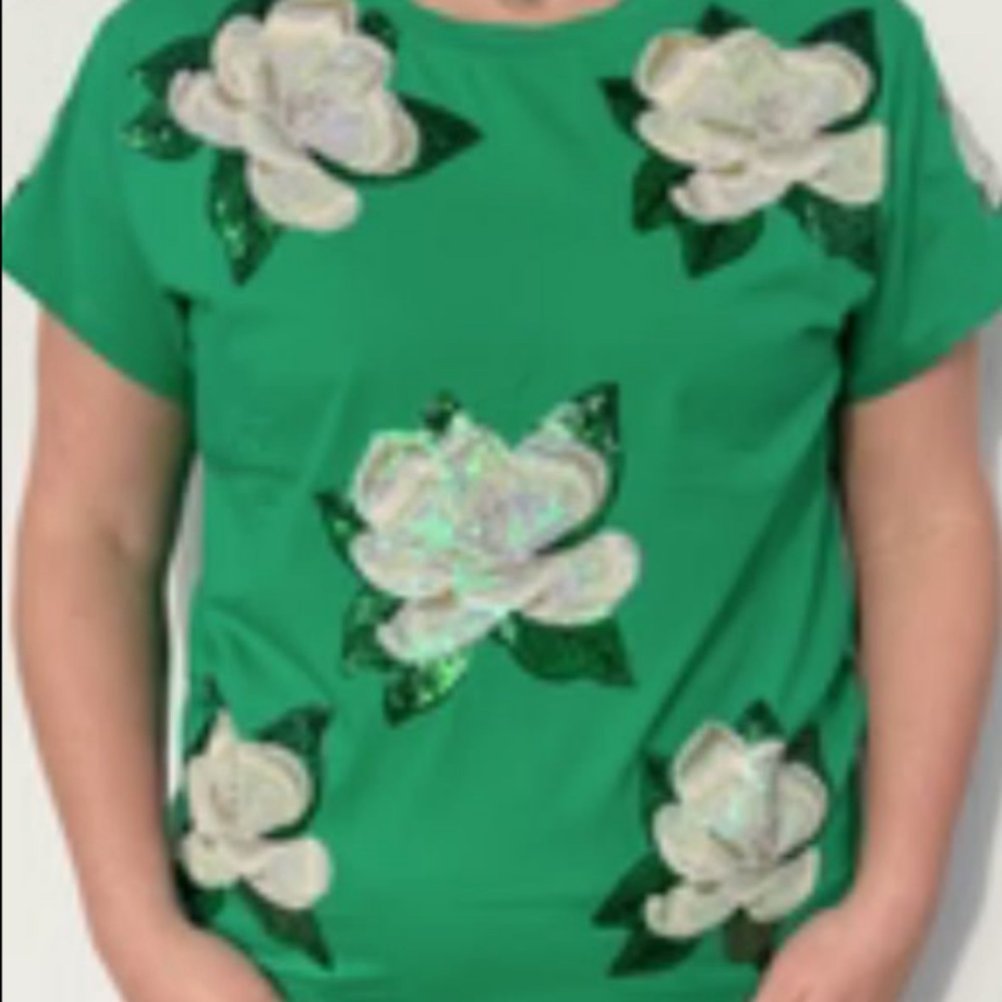 Queen of Sparkles Green Magnolia Tee