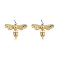 Gold Bee Stud Earrings - Cute Honeybee Post Earrings