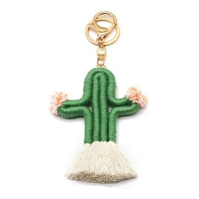 Handcrafted Cactus Crochet Keychain - Desert Green
