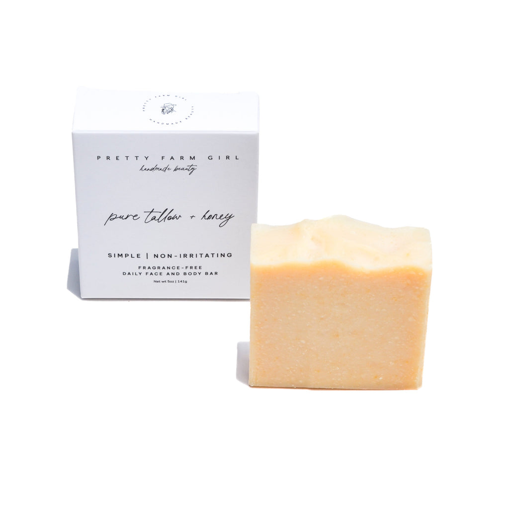 Pure Tallow + Honey Fragrance-Free Goat Milk Soap Bar - Unscented Natural Cleanser
