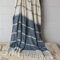 Waverly Woven Cotton Throw Blanket - Blue Cream Stripe