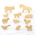 Waldorf Wooden Farm Animals Set - 11 Piece Hand-Carved Collection