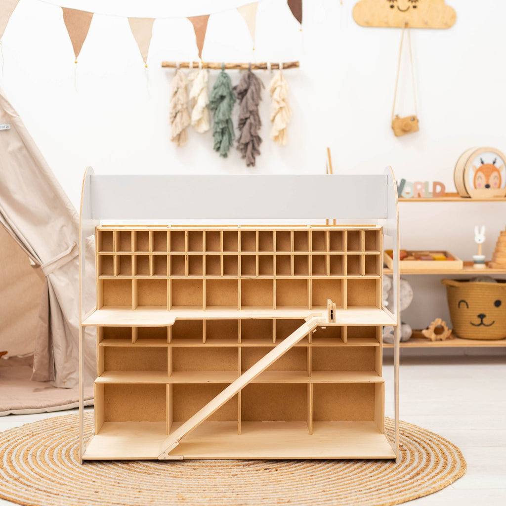 Wooden Toy Car Garage Storage Organizer