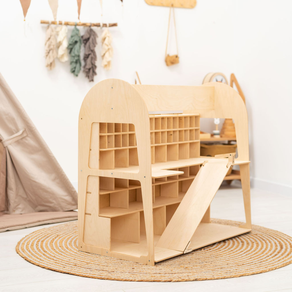 Wooden Toy Car Garage Storage Organizer