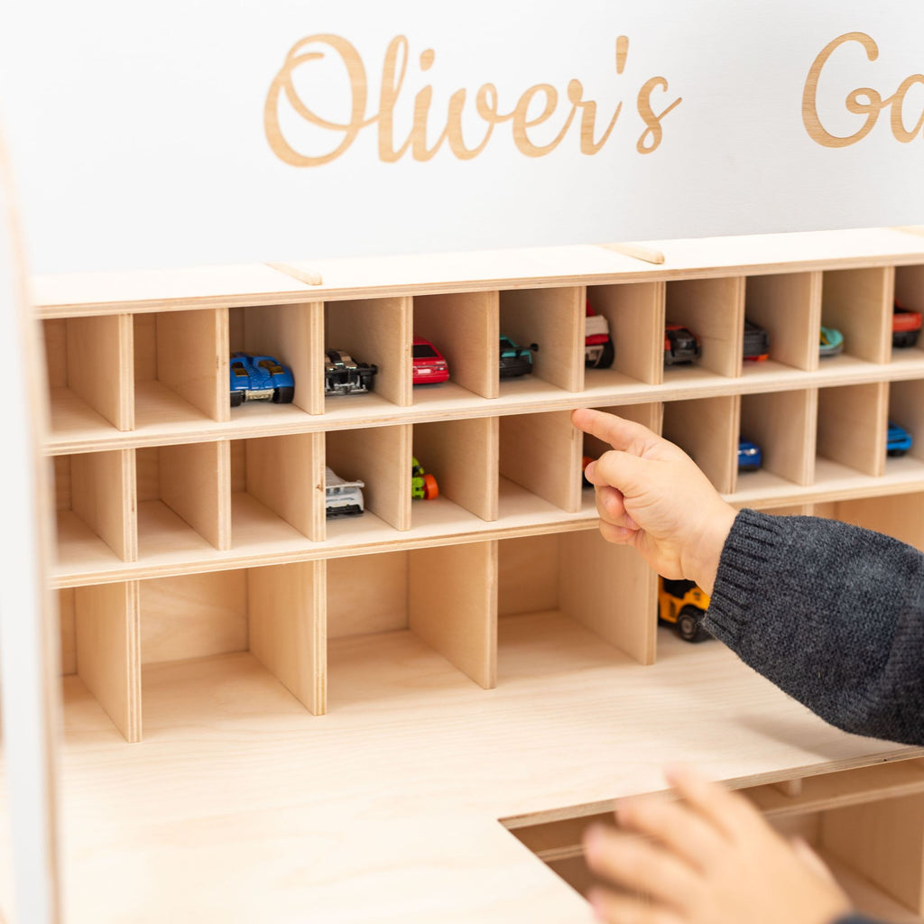 Wooden Toy Car Garage Storage Organizer
