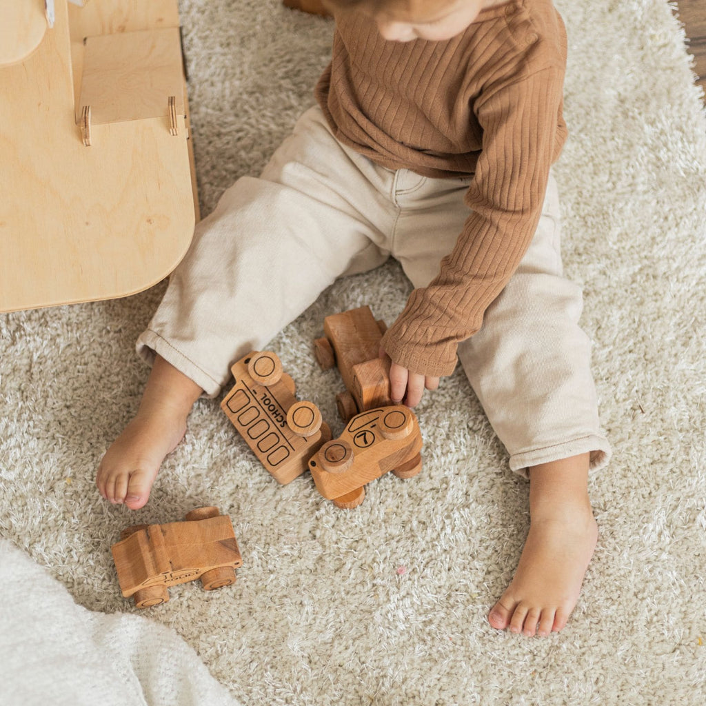 Handcrafted Wooden Toy Cars - Natural Alder Wood Vehicles