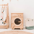 Handcrafted Wooden Toy Washing Machine for Pretend Play