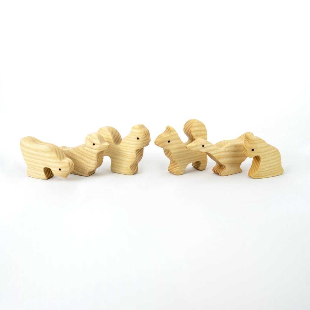 Waldorf Wooden Farm Animals Set - 11 Piece Hand-Carved Collection