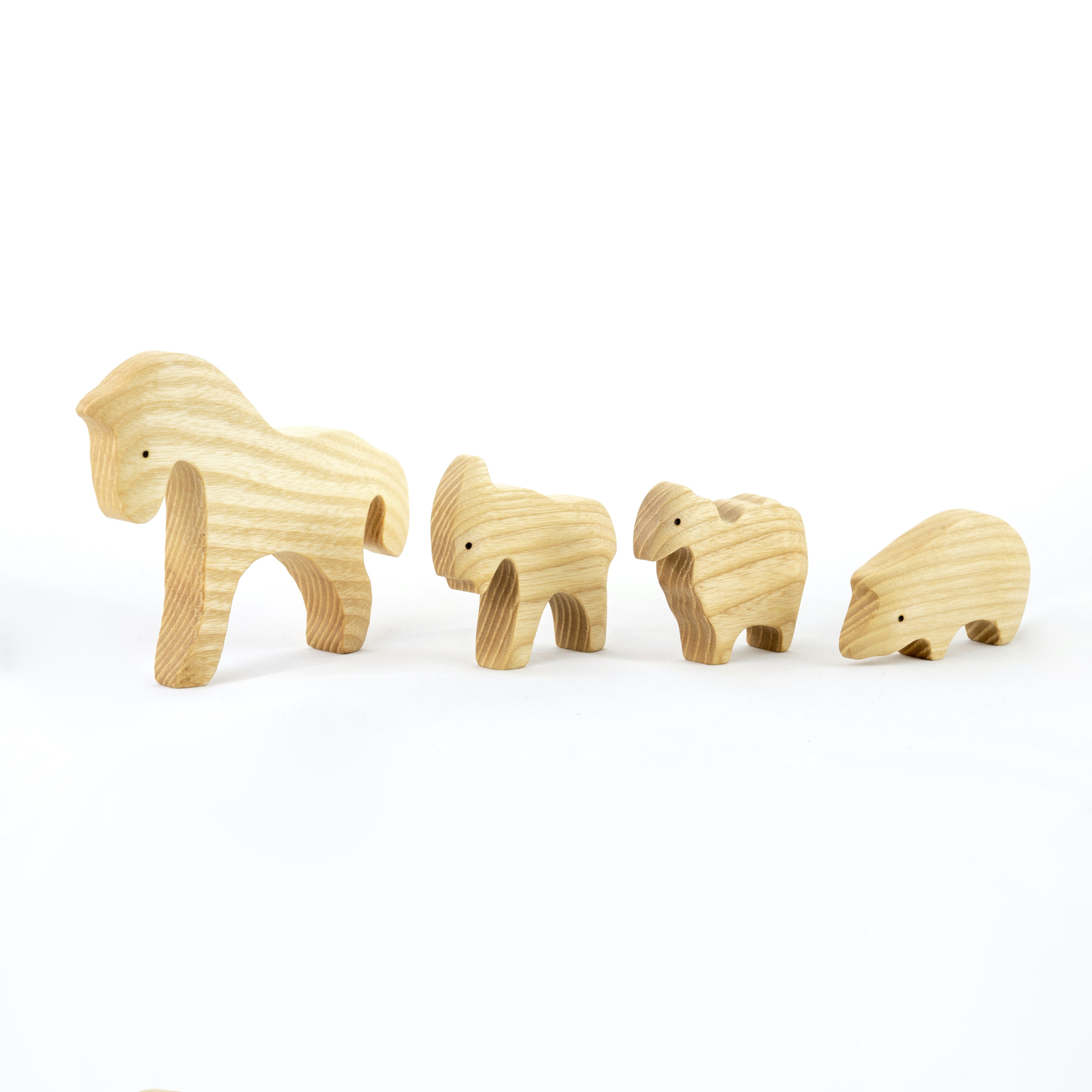 Waldorf Wooden Farm Animals Set - 11 Piece Hand-Carved Collection