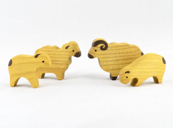 Waldorf Wooden Sheep Set - 4 Piece Farm Animal Toy